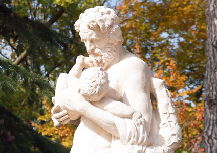 西勒诺斯抱狄俄尼索斯，古董雕像希腊神话