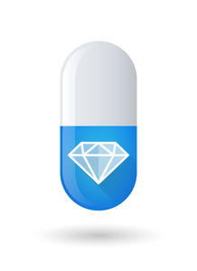蓝色药片图标与一颗钻石