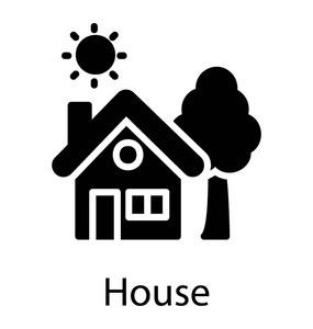 一个弯曲的屋顶小屋与树和阳光代表房子