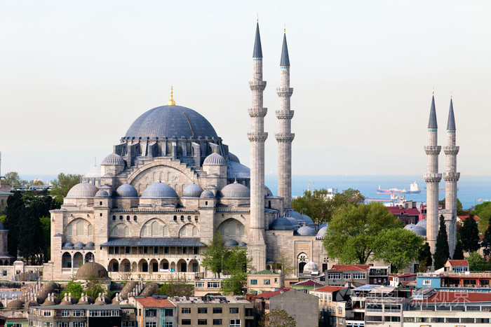 土耳其伊斯坦布尔中心市苏莱曼清真寺清真寺的视图