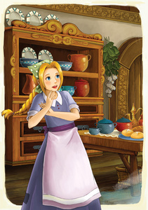 公主灰姑娘城堡骑士和仙女美丽漫画女孩儿童插画