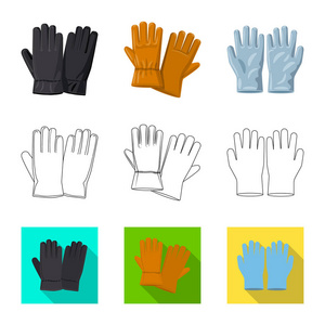 手套和冬季图标的矢量插图。一套手套和设备库存矢量图
