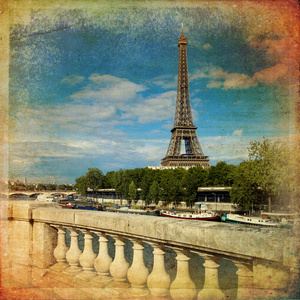 复古风格的巴黎埃菲尔铁塔