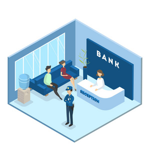 排队收银银行接待内部.排队等候的人照片