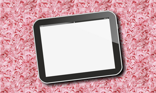 tablet pc 上粉红色花树叶图案