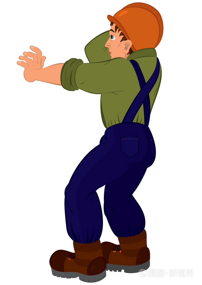 在构造函数均匀和硬帽子推卡通漫画的人