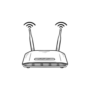 调制解调器涂鸦wifi 路由器手绘轮廓涂鸦图标照片