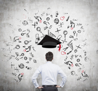 一个未来的学生思考教育的优势.进一步的业务概念教育照片