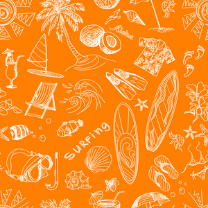 橙色的冲浪手绘制模式