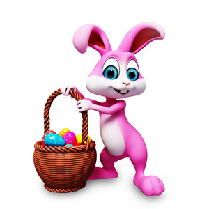 兔子的装满鸡蛋的篮子图片