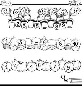 黑白动画片数字十工作簿的儿童教育数学活动例证