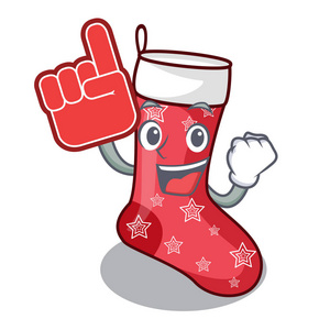 泡沫手指逗人喜爱的圣诞袜子查出的吉祥物
