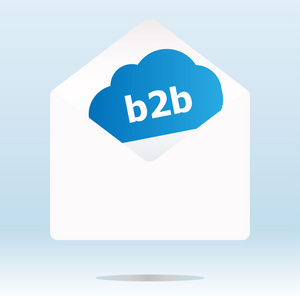 b2b 上蓝云 纸邮件信封 互联网概念的词