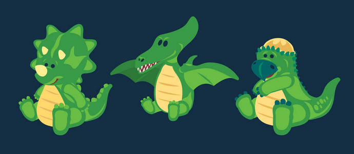 绿色玩具婴儿恐龙集向量例证