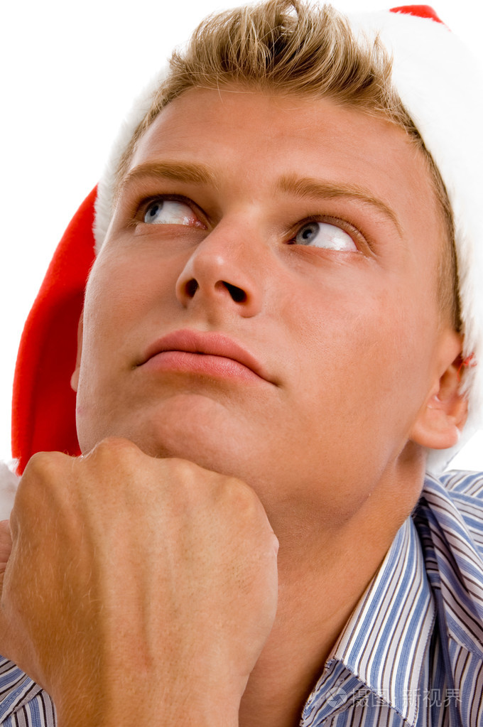 向上看的白种男人