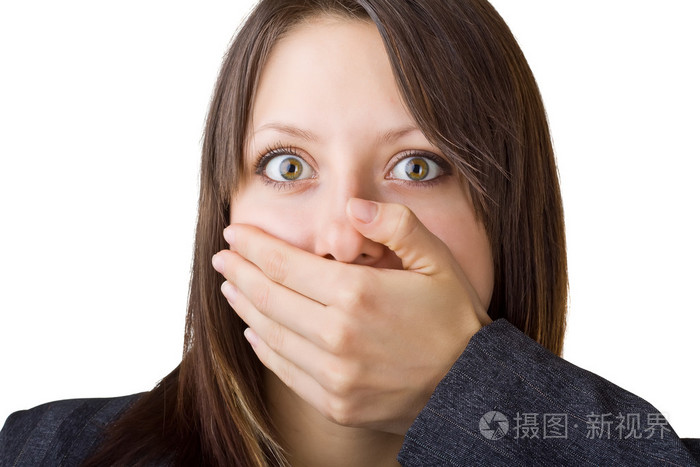 业务的女人捂着脸与他的手