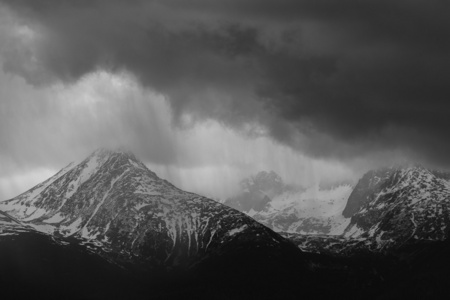 黑色和白色暴风雨山