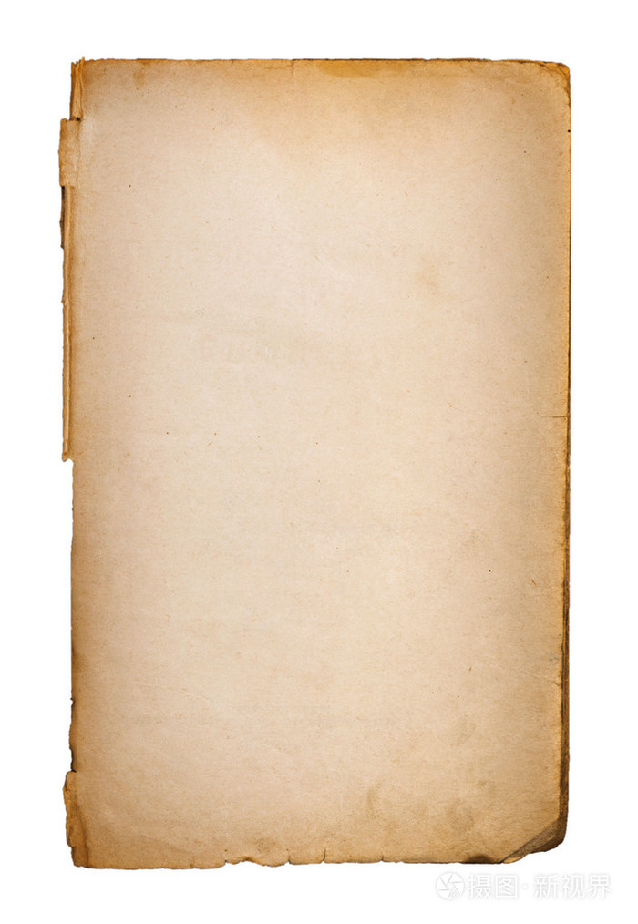 旧纸张 grunge 纹理,空黄页上白坝孤立