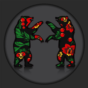 两个熊剪影在灰色的背景下.矢量图照片