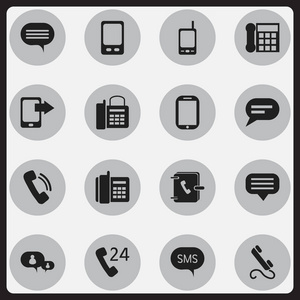 16 可编辑小工具图标集。包括如份额显示，地址笔记本 手机和更多的符号。可用于 Web 移动 Ui 和数据图表设计