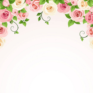 矢量背景与粉红色和白色的玫瑰花