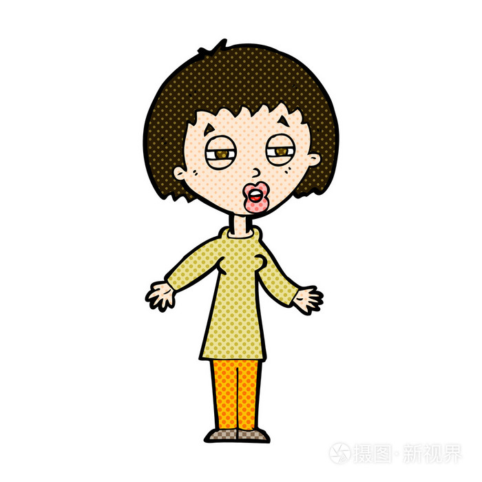 漫画卡通累了的女人