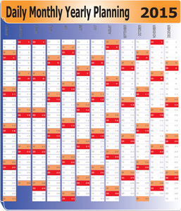 日常每月 2015年年历规划图表