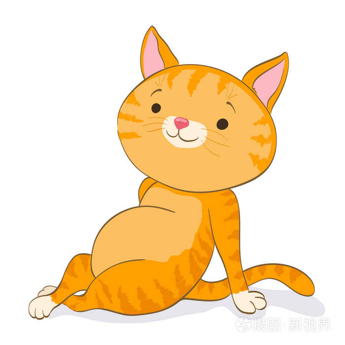 可爱的猫咪休息红虎斑小猫卡通矢量图