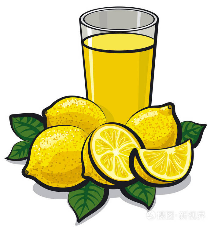 新鲜柠檬汁插画-正版商用图片0bom6z-摄图新视界