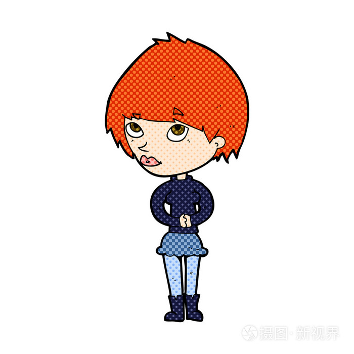 漫画卡通神经质的女人