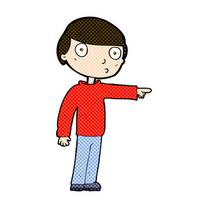 漫画卡通名男子指着图片