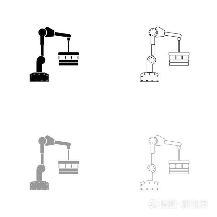 机械手机械手黑色和灰色设置的图标