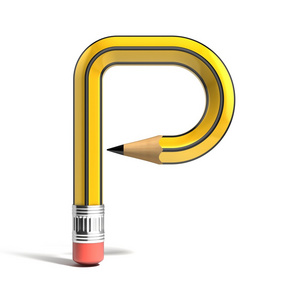 铅笔 3d 字体字母 P