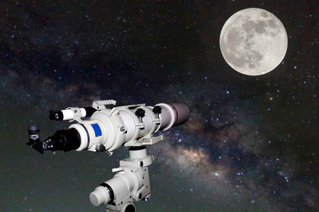 望远镜看银河星系和暗镍满月