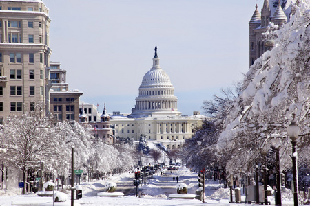 我们资本宾夕法尼亚大道雪后华盛顿特区图片