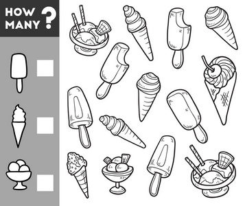 计数为学龄前儿童的游戏。数数多少冰激淋