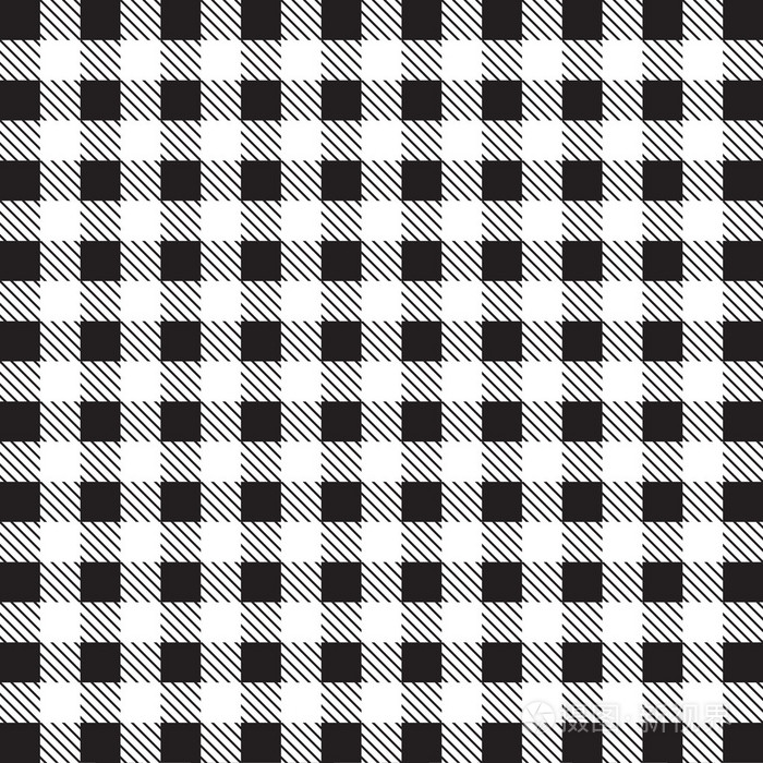 格子桌布图案背景黑色和白色