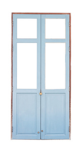 孤立在白色背景上的蓝色木门