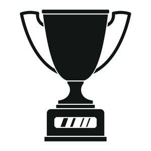 优胜者奖杯在黑色简单轮廓样式图标矢量插图设计和 web照片
