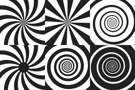 迷幻螺旋与放射状的线条,水平横幅套旋转扭曲,扭曲的喜剧效果,涡背景.