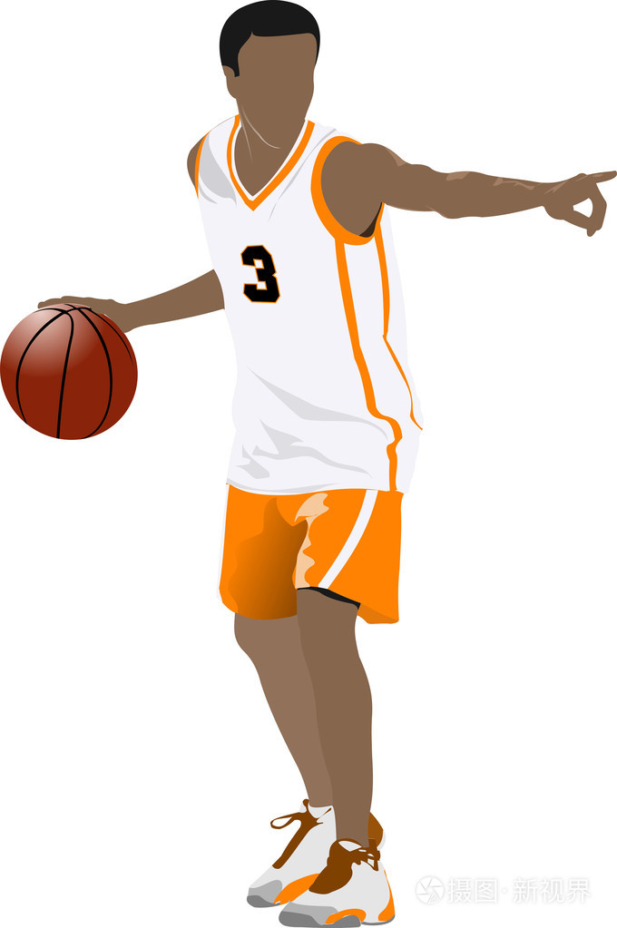 篮球运动员。彩色的矢量插画设计师