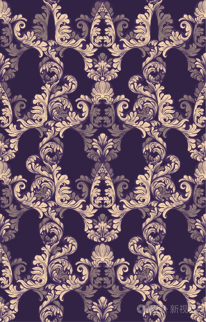 巴洛克式天鹅绒图案平铺背景富御复杂装饰