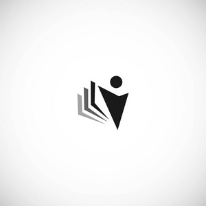 教育和学标志 大学和学校书,研究生人类轮廓标识上的白色背景矢量图