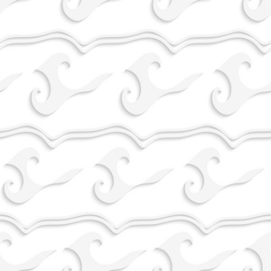 白色的波浪线和卷曲形状无缝图片