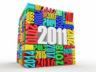 新的一年 2011年。多维数据集组成的数字
