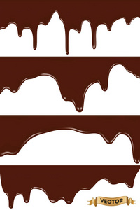 现实的矢量图,设置的融化的巧克力滴照片