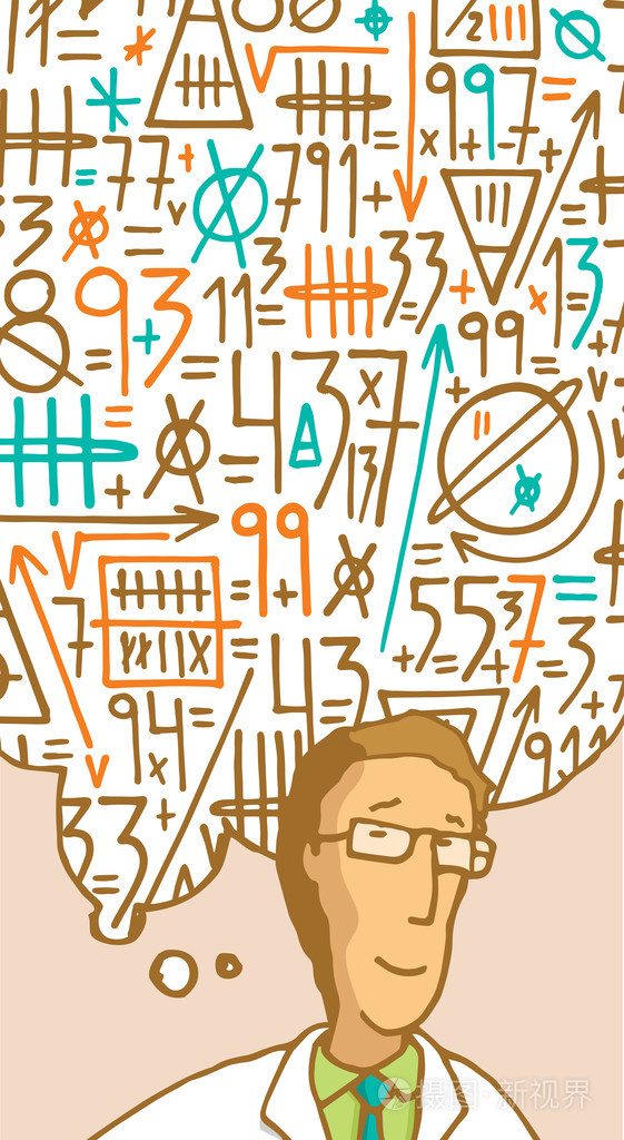 科学家计算复杂的数学思想插画-正版商用图片0bpznx-摄图新视界