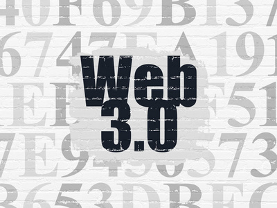 Web 发展理念 Web 3.0 在背景墙上