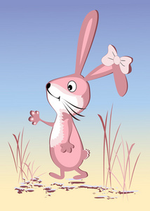 与复活节篮子与鸡蛋的可爱的粉红色复活节兔子无缝模式粉红兔字符集