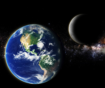 地球和月球在银河星系空间元素完成由 nas